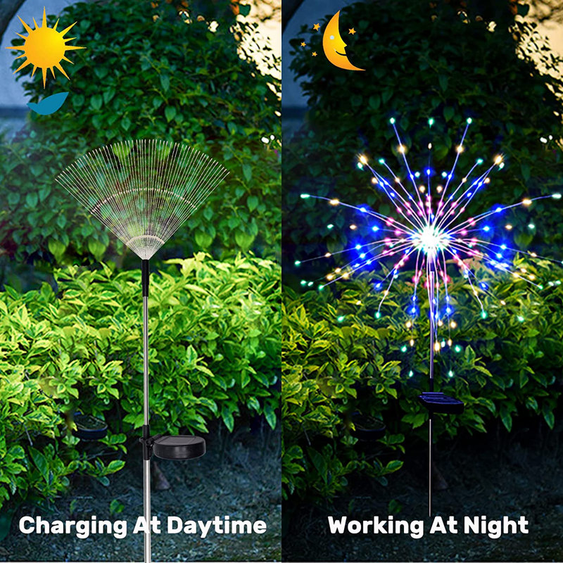 Low Voltage Solar Powered Integrated LED Pathway Light Waterproof Outdoor Garden Firework Lights Multi Color